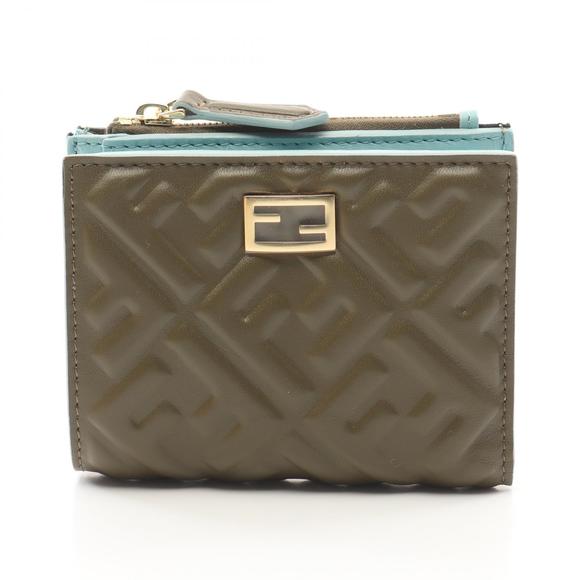 Fendi Baguette Blue FF Leather Wallet Bifold Brown - Picture 1 of 5